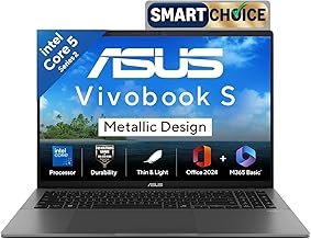 ASUSVivobook S16,14th Gen, Intel Core 5-210H,Metallic Design Laptop(Intel UHD iGPU/16GB RAM/512GB SSD/FHD+/16""/144Hz/Windows 11/M365 Basic(1Year)*/Office Home 2024/Matte Gray/1.7Kg) S3607VA-RP113WS