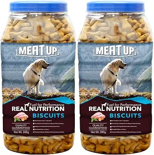 Meat Up Dog Treats Biscuits Real Chicken Flavour, 500g +500g Total 1 Kg Pack