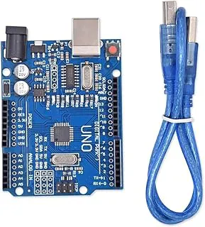 UNO R3 SMD Development Board Compatible with Arduino with USB Cable | ATmega328P Microcontroller Board for Robotics, DIY Electronics & IoT Projects
