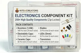 Electronics Component Kit, 250+ Components, Resistors, LEDs, Capacitors, Diodes, Transistors