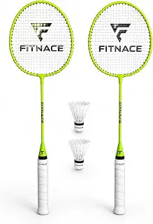 Badminton Racket Set 2 Pc with 2 Pc White Nylon Shuttle Feather Style Durable Lightweight Racquet Set