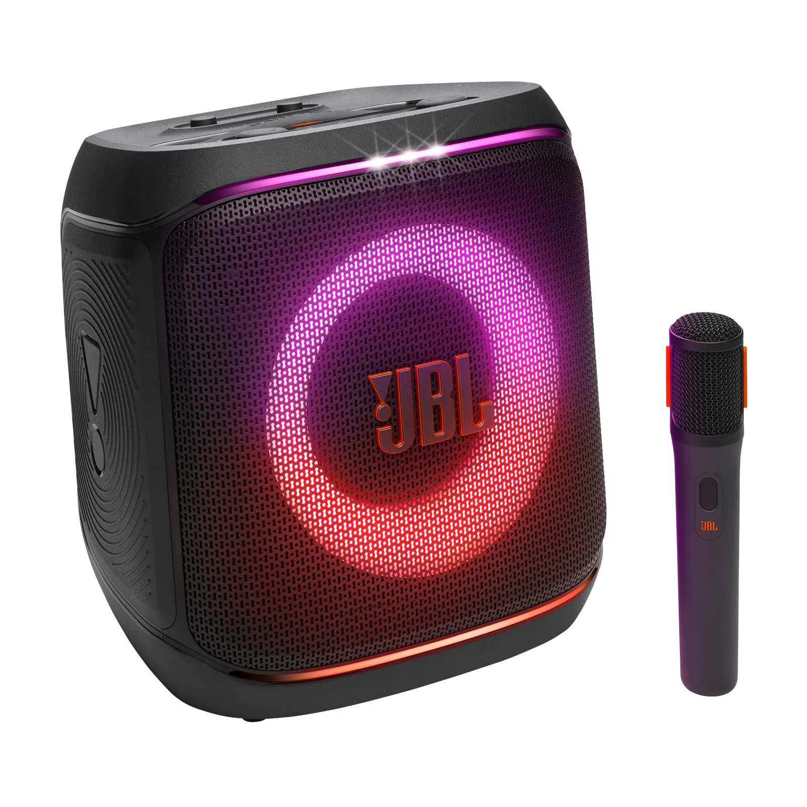JBLPartybox Encore 2 with Mic, Wireless Bluetooth Party Speaker, AI Sound Boost, Dynamic Light Show, Upto 15Hrs Playtime, Replaceable Battery, Multi-Speaker Connection by Auracast, PartyBox App-Black