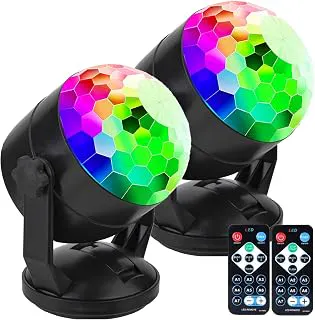 CATPOWER Pack of 2, Remote Control Portable Sound Activated Party Lights for Outdoor and Indoor, Battery Powered or USB Plug in, Dj Lighting, RBG Disco Ball, Strobe Lamp Stage Par Light for Car Room