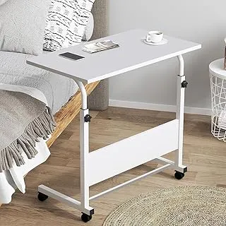 Torche ironwood Multipurpose Height Adjustable Movable Table for Computer & Laptop Table with Wheels (Big-Pearl White)