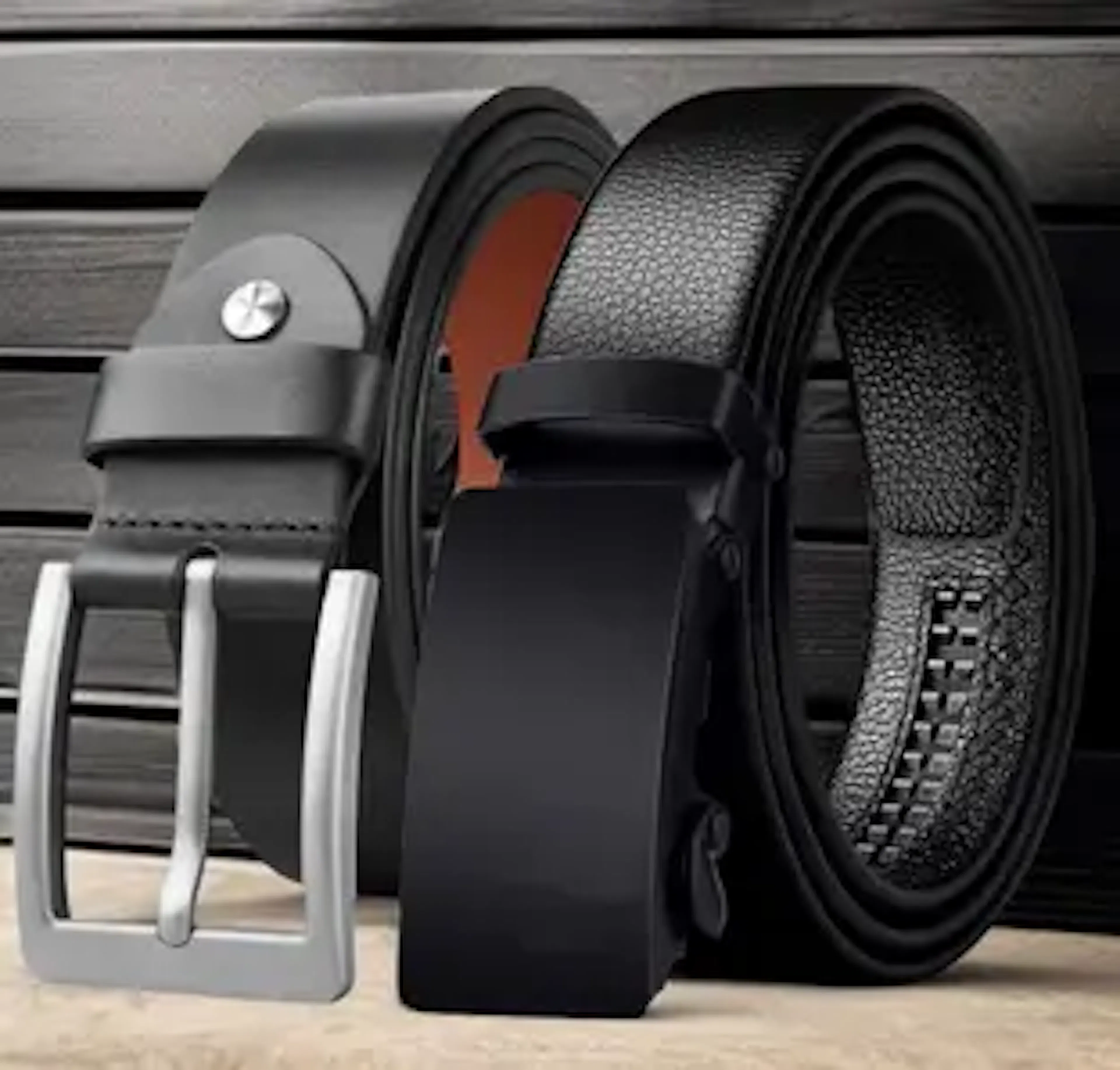 ROVERSOLE Men Formal Black Genuine Leather Belt