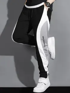 GYRFALCON Colorblock Men Black Track Pants