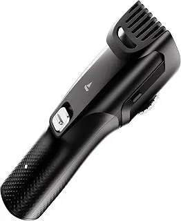 boAt Slazer S100 Beard Trimmer For Men, 300 min runtime,2X Fast Charging, USB Type C, Metallic Finish, Adjustable Comb, Stainless Steel Blades, 2 Years Warranty (Phantom Black)