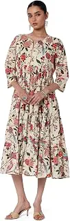 BIBAWomen's Fit and Flare Ankle Length Cotton Flared Printed Dress
