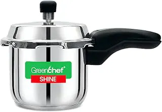 GREENCHEF Shine outer lid Stainless steel Pressure cooker 3 litre Induction Compatible and Gas stove - ISI Certified