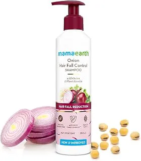 Mamaearth Onion Shampoo for Hair Growth and Hair Fall Control with Onion and Plant Keratin | Reduces Hair Fall | Strengthens & Smoothens Hair | For Men & Women | 250ml Fresh