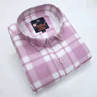 Vellical Men Checkered Casual Pink, White Shirt