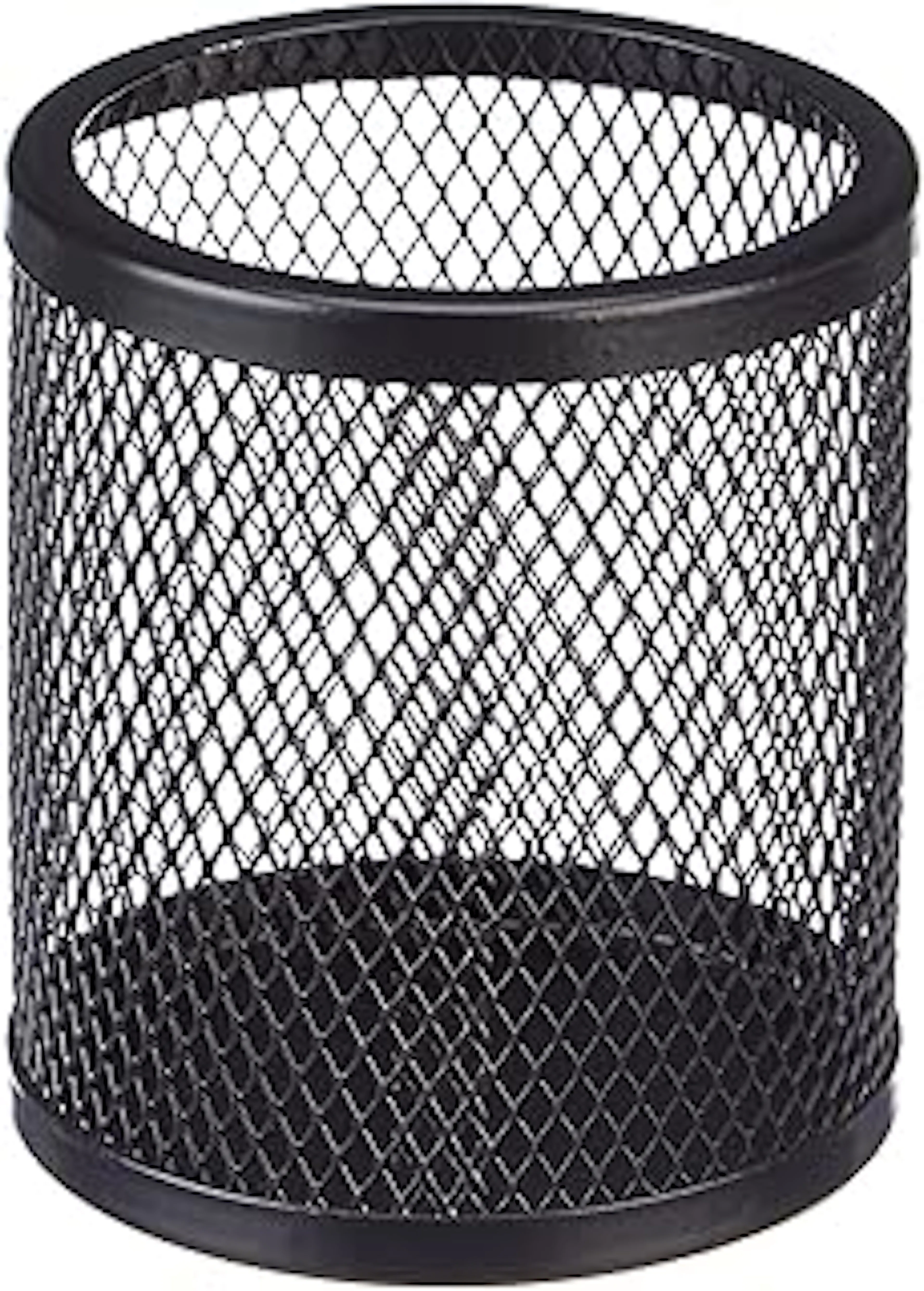 amazon basics Metal Round Mesh Pen Stand & Pencil Holder | Table Desk Organizer for Home, Office | Black
