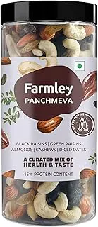 Farmley Panchmeva Dry Fruits Mix, 425g I Fit for Fasting | Healthy Snacks Mixed Nuts Contains Almonds, Cashews, Dates, Black Raisin, Green Raisin Panchmeva