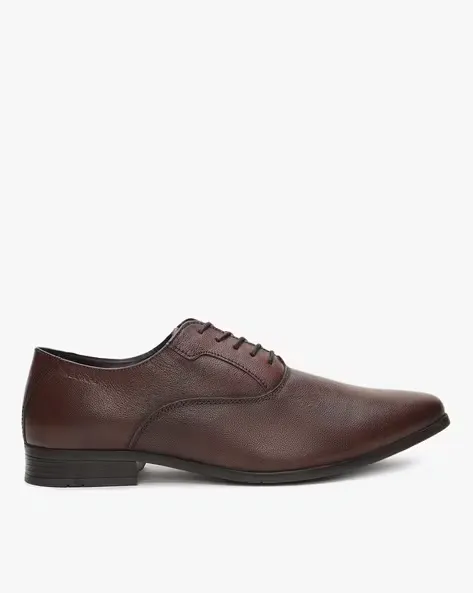 Lace-Up Leather Oxfords with Broguing