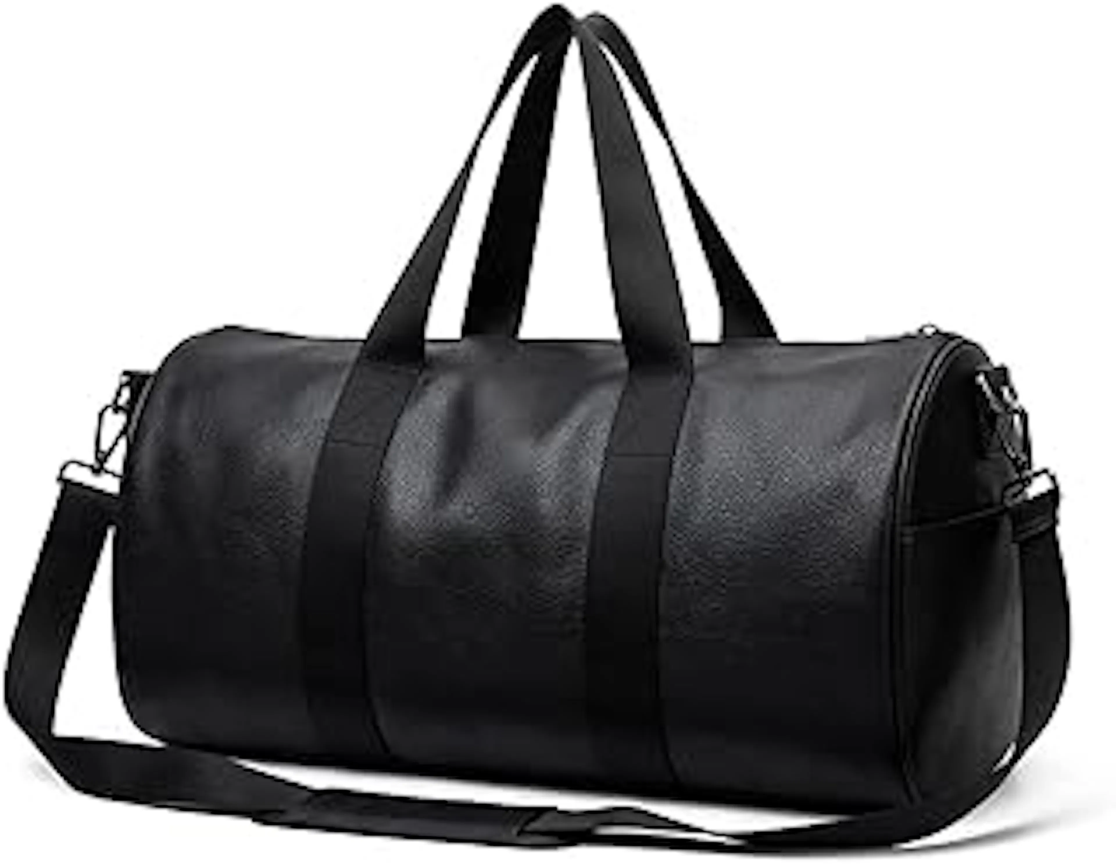 Strutt Waterproof Genuine Leatherette Gym Bag Duffel Bag for Men and Women, Heavy Duty Medium (Black)
