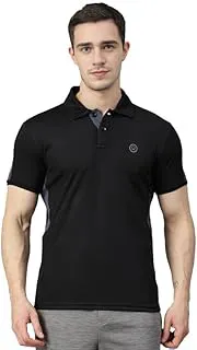 CHKOKKO Men Polyester Solid Active Sports Wear Polo Half Sleeve Gym T-Shirt with Button-Down Collar Quick Dry Breathable Perfect for Workout Regular Fit and Running Tee