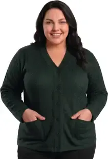 ENOV Self Design V Neck Casual Women Dark Green Sweater