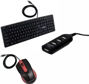 zebion K500 Wired Keyboard+ Swag wired Mouse+Pronto101 Usb hub Wired USB Standard Laptop Keyboard Compatible with Desktop, Laptop, Mac Easy to Use,Plug and Play,Quick, Comfy Durable body