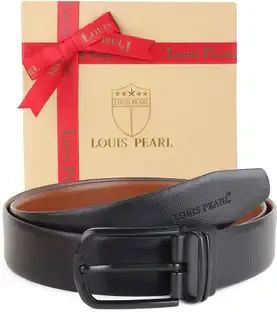 Louis Pearl Men Formal, Evening Black, Brown Genuine Leather Reversible Belt