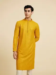 DIWAS by Manyavar Men Embroidered Straight Kurta