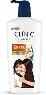 Clinic Plus Strong & Thick Shampoo with Rice Water, Protein + Vitamin E for Hair Strengthening, Breakage Reduction and Thicker Hair,650 ml. Fresh