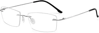 DervinZero Power Blue Cut Computer Bluelight Blocking Glasses For Men and Women | Anti Glare, Lightweight & Blocks Harmful Rays | Titanium Rimless Rectangular Glasses