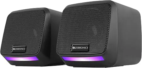 ZEBRONICS Igloo 1, 2.0 USB Computer Speakers, 8 Watts, Multicolor LED, USB Powered, AUX, Volume Control Pod for PC, Laptops, Desktop, Black