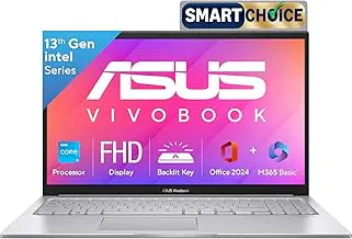 ASUSVivobook 15, Smartchoice,Intel Core i3 13th Gen 1315U, 12GB RAM, 512GB SSD, FHD 15.6", Windows 11, Office 2024, Cool Silver, 1.7Kg, X1504VA-BQ331WS, Intel UHD iGPU, Thin & Light, 42Whrs Laptop