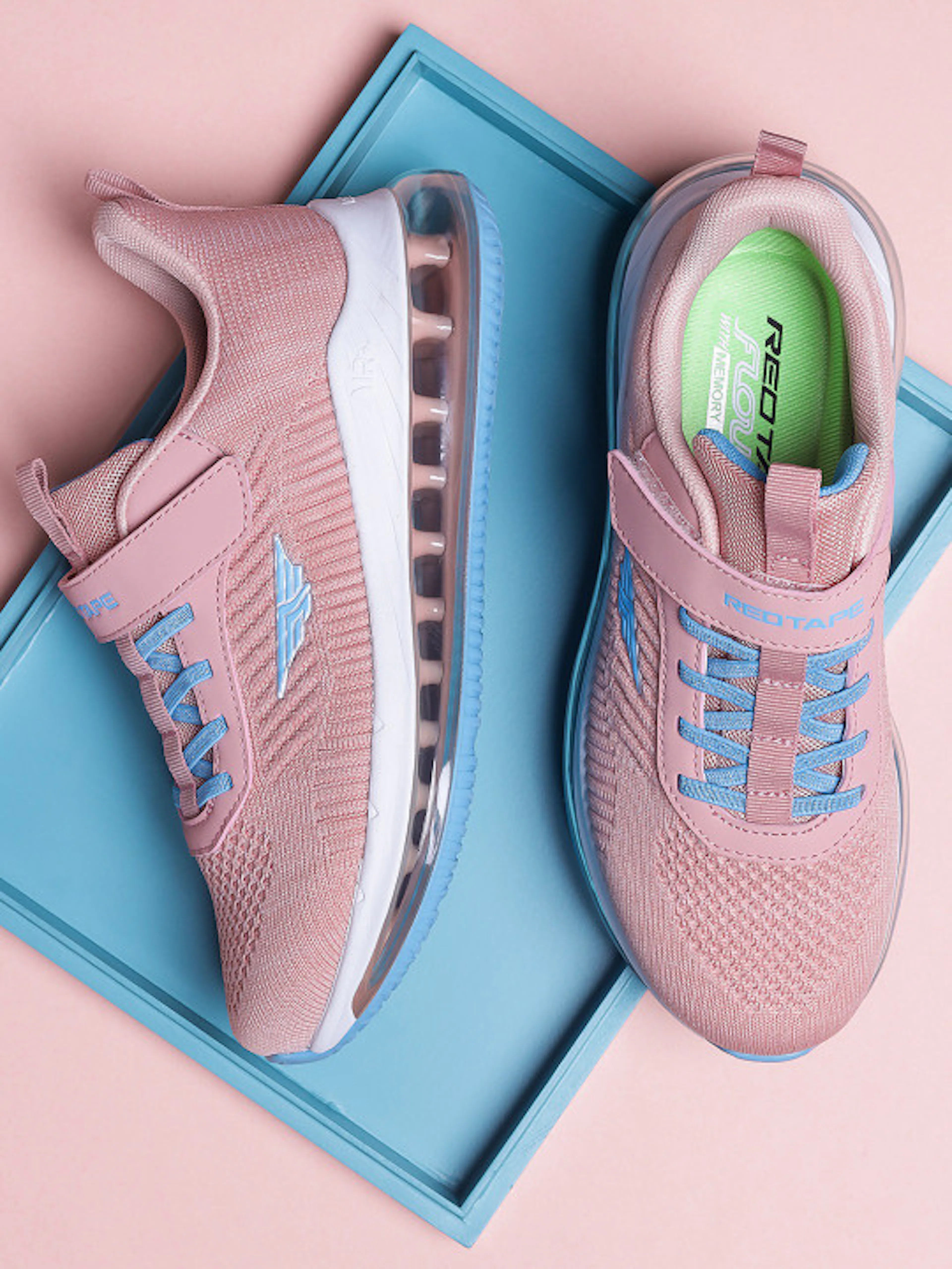 Red Tape Kids Pink & Blue Mesh Air + Walking Shoes