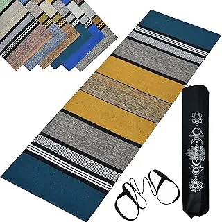 Pure Cotton Yoga Mats for Women and Men, 2X6 feet, 5mm thick, Light Weight, Machine Washable, Home Exercise & Pilates Weight-1.6kg MULTICOLOR