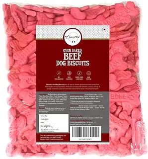 Chewers Oven Baked Real Beef (Buffalo) Dog Biscuits, Beef Flavour, Dog Treat 1 Kg (Pack of 4)