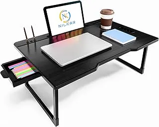 Study Table Bed Table Premium Laptop Table/Foldable and Portable Wooden/Writing Desk for Office/Home/School (COTTED BLACK)