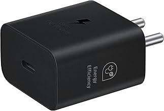 SamsungOriginal 25W USB Type-C Travel Adaptor Without Cable for Google Pixel, Xiaomi, Motorola, iPhone, Samsung Galaxy Tab S/A Series, Galaxy S10/M54/M55/A80/A90/S25/S24, Black
