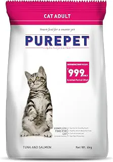 Purepet Adult Dry Cat Food 6kg | Tuna & Salmon Flavour | Taurine for Heart Health | Healthy Skin & Coat | Controls Urinary pH | Hairball Protection