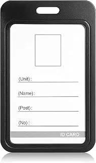 GLUN® Plastic ID Card Holder, Pack of 1 Black Colour, Double Sides Visible, Waterproof Unisex ID Card Holder Case for Office, School & Colleges