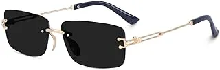DervinUV Protected Retro Rectangular Rimless Sunglasses for Men and Women