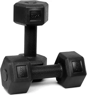 ARTINO2Kg Pair Hexa PVC Dumbbells Set For Home Gym, Exercise & Fitness Dumbbell (Black) Fixed Weight Dumbbell (2Kg X 2PCS)