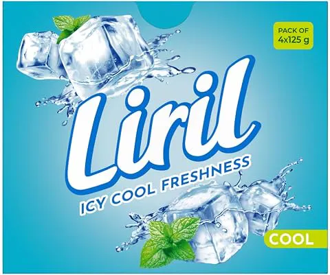 Liril Cool Bathing Bar | Feel the Burst of Icy Cool Freshness | Pack of 4 (4x 125g)