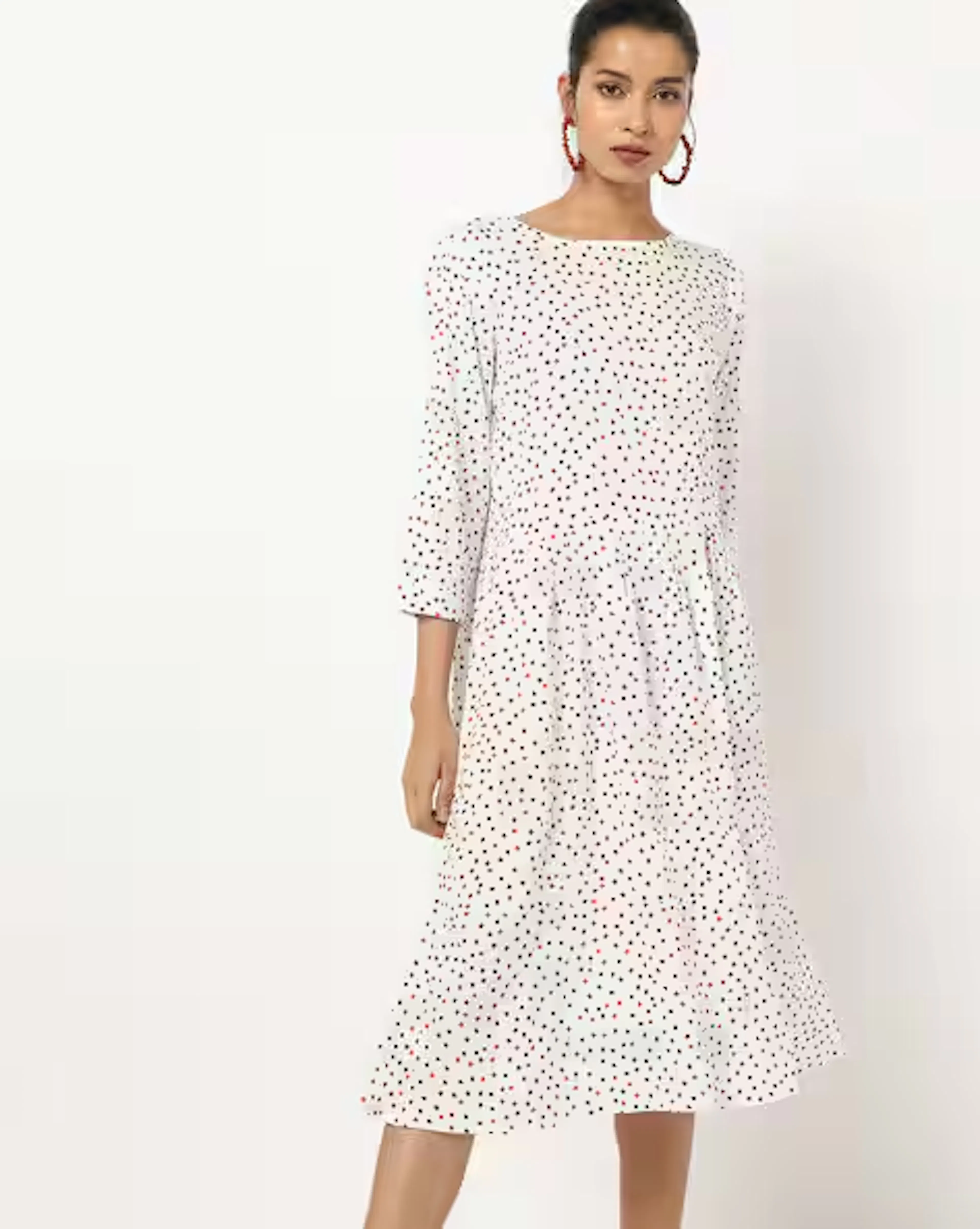 Polka-Dot Print Fit & Flare Dress