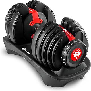 PowerMax FitnessPDA-24 Pro-Adjustable Dumbbell 2.5KG - 24KG Quick Select Weight | Heavy-duty 15-in-1 Dial Change Hand Weight for Home Gym Workout | Strength training equipment for 52lbs (Set of 1)