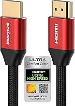 Honeywell HDMI Cable 2.1 with Ethernet, 8k@60Hz, 4K@120Hz UHD Resolution, (9.8ft/3M), 48 GBPS Transmission Ultra High Speed, Dolby DTS, eARC, 3D,Male-to-Male,Compatible with All HDMI-Enabled Devices