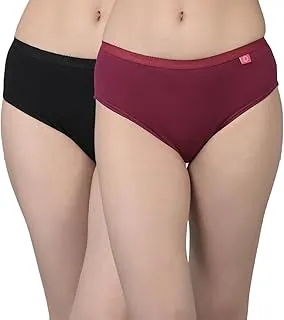 DollarMissy Pack of 2 Women's Combed Cotton Solid Outer Elasticated Hipster Panty