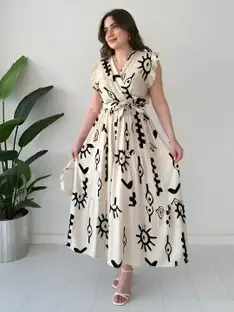 ZWERLON Women Fit and Flare White Midi/Calf Length Dress