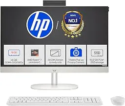 HP All-in-One, AMD Ryzen 7 7730U (16GB DDR4, 512GB SSD) IPS, Three-Sided, Micro-Edge, Anti-Glare, FHD, 23.8''(60.5 cm), Win 11 Home, Office 24, 5.27kg, FHD IR Camera, 24-cr0023in