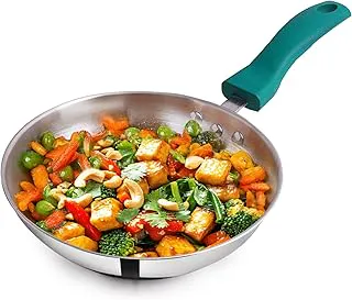 The Indus Valley Stainless Steel Fry Pan | 22cm/ 8.6 inch, 1.5Ltr, 0.5kg | Induction Friendly Frying Pan | 3-Layer Thick Bottom, 100% Toxin-Free, No Chemical Coating