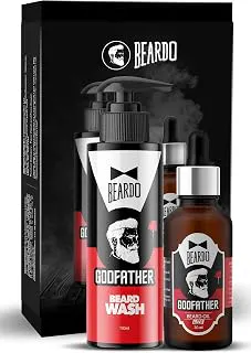 BEARDOGodfather Combo Beard Oil and Beard Wash For Men | Nourishment Cleanses | Purifying & Hydrating Skin Cleaner With Avocado, Argan Oil | Shiny Patchy & Fast Beard Growth | Rakhi Gift for Brother | Gift for Brother Nourishing