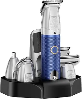boAt Slazer K100 Pro 15-in-1 Full Body Grooming Kit for Men, Fast-Charging Trimmer, IPX6, 200-Min Runtime, 6 Magnetic Blades, Stainless Steel+Ceramic Blades, Travel Lock & Display (Marine Blue)