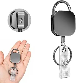 AccuPrints® Pack of 1 Heavy Duty Retractable Badge Reel with ID Holder Strap & Keychain Strong Sidekick Carabiner Belt Loop Clip, Retracting Lanyard with Cord for Keys & I'd Access Cards