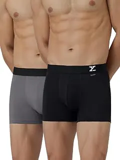 XYXXMen's Aero Super Combed Cotton Regular Fit Solid Antimicrobial Trunks with No Marks Waistband (Pack of 2)