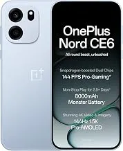 OnePlusNord CE6 | 8GB+256GB | Fresh Blue | Snapdragon 7s Gen 4 | Segment's Fastest Touch Response | 8000mAh Battery | 144Hz 1.5K AMOLED Display | 50MP Main + 32MP Selfie 4K Cameras | IP66,68,69,69K